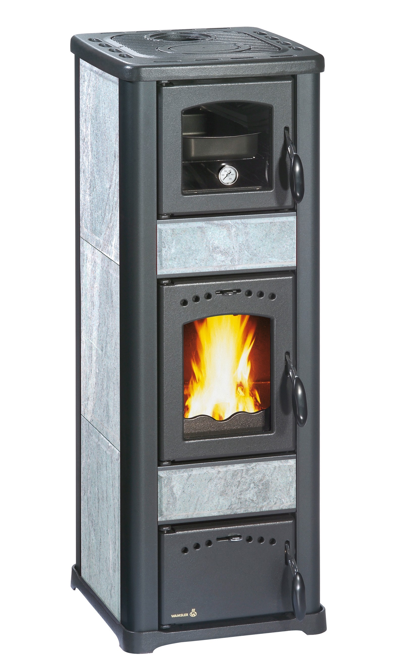 B-Ware Kaminofen Wamsler KF188 Romantik m. Backfach schw/Speckst 7,5kW