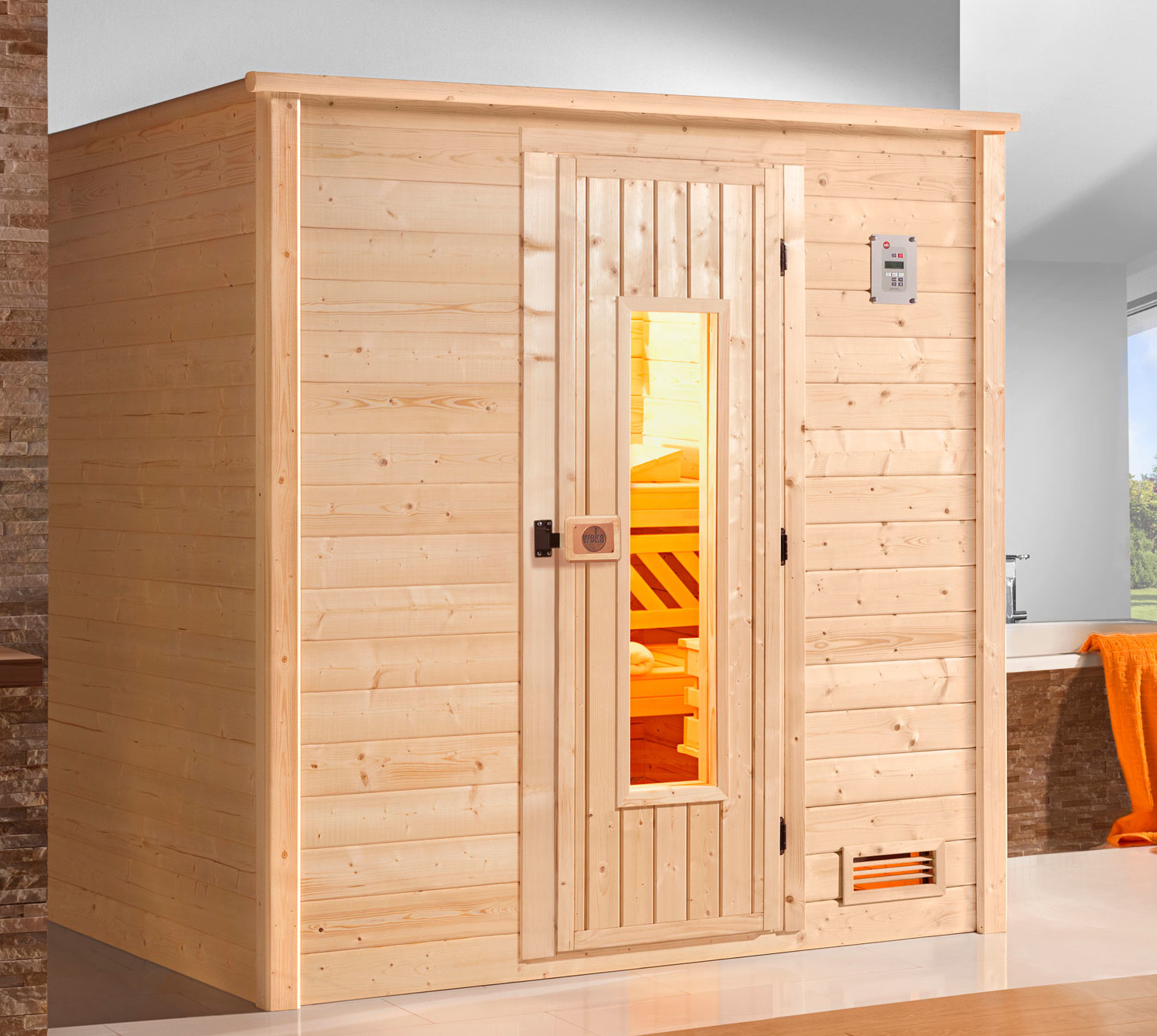 Weka Premium Massivholzsauna Bergen  7,5 kW OS MT Gr.1.8