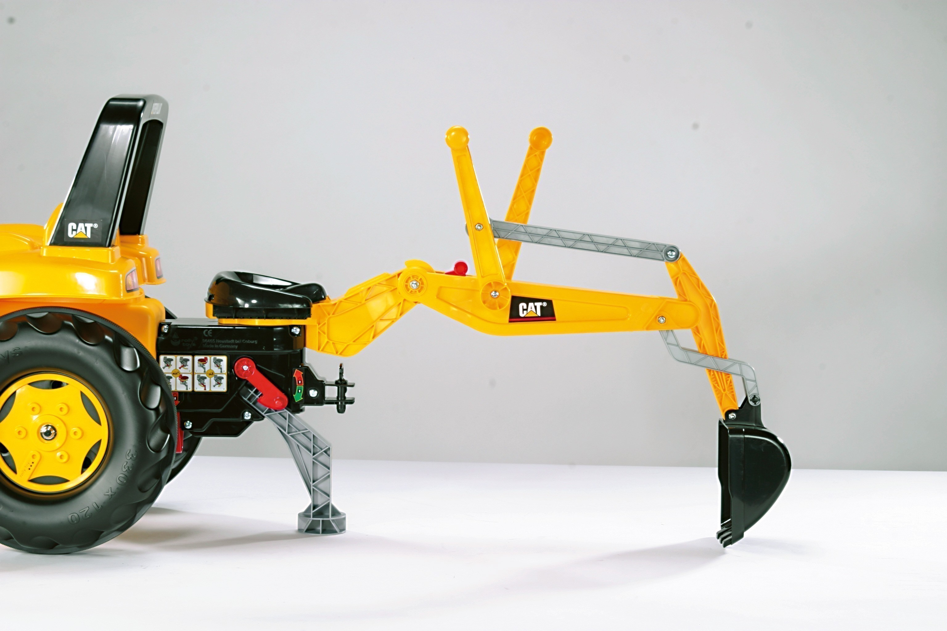 Trettraktor rolly Junior CAT mit Frontlader + Heckbagger - Rolly Toys