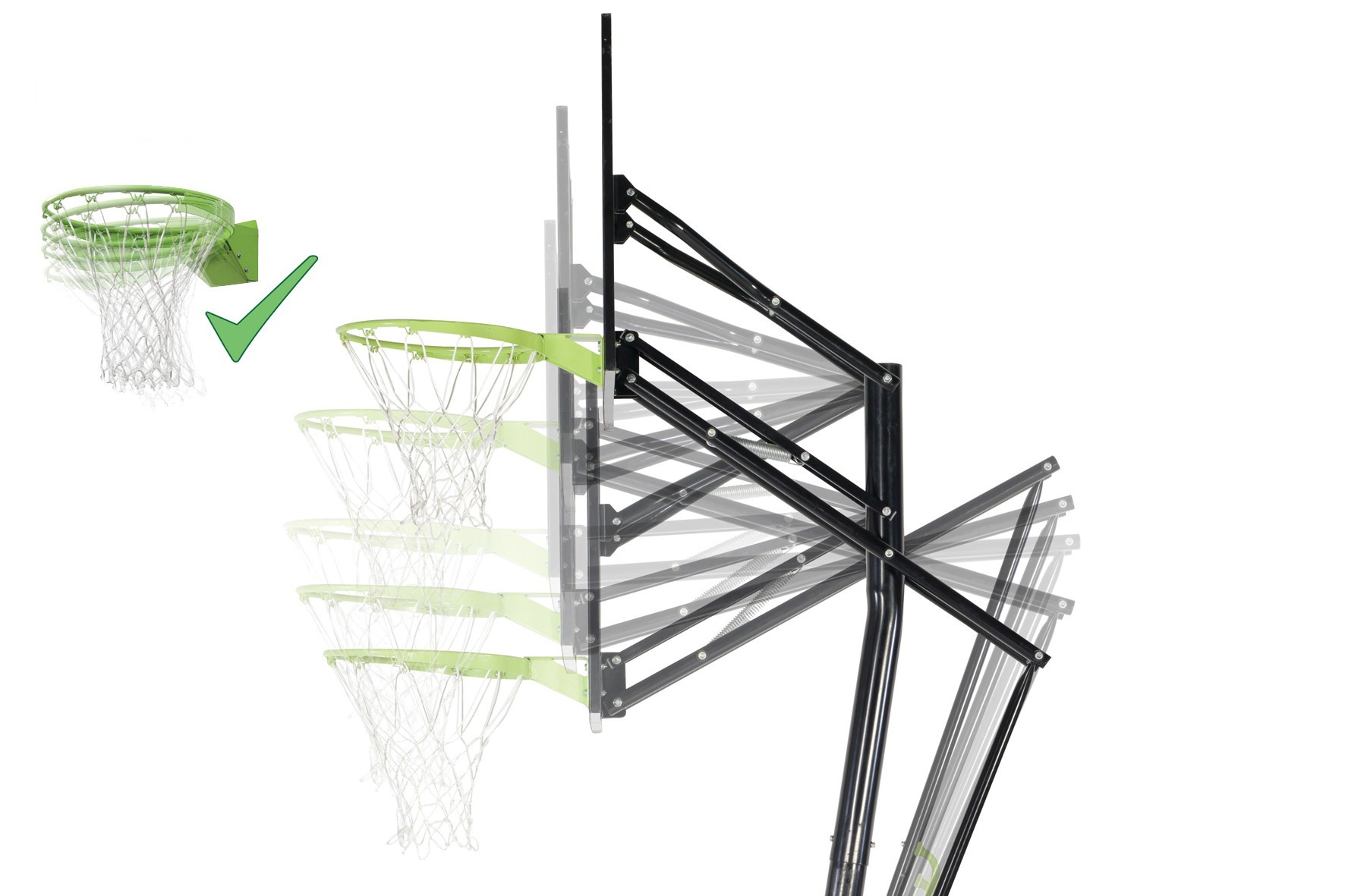 Basketballkorb dunking mit Ständer und Bodenanker EXIT 230-305cm
