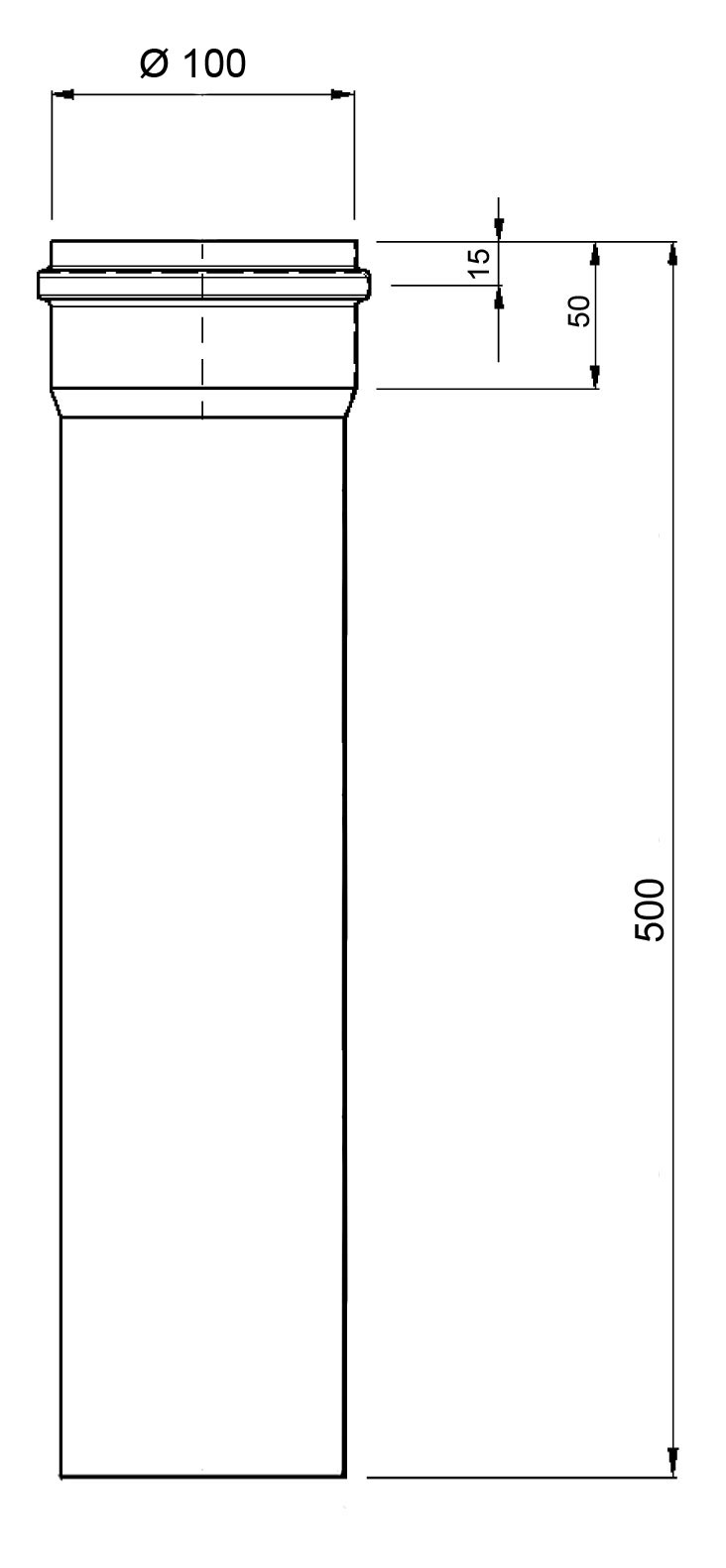 Ofenrohr für Pelletofen Senotherm 0,8mm grau Ø100mm Länge 500mm
