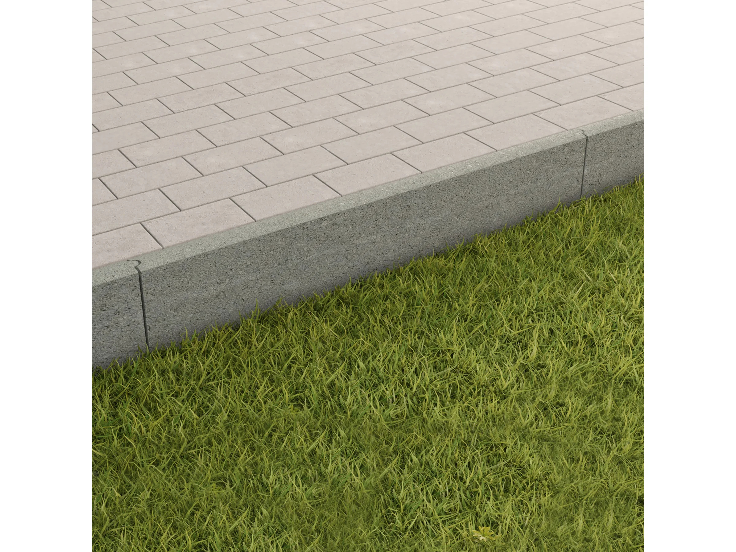 Rasenkantenstein Grau abgerundet 100 cm x 25 cm x 5 cm