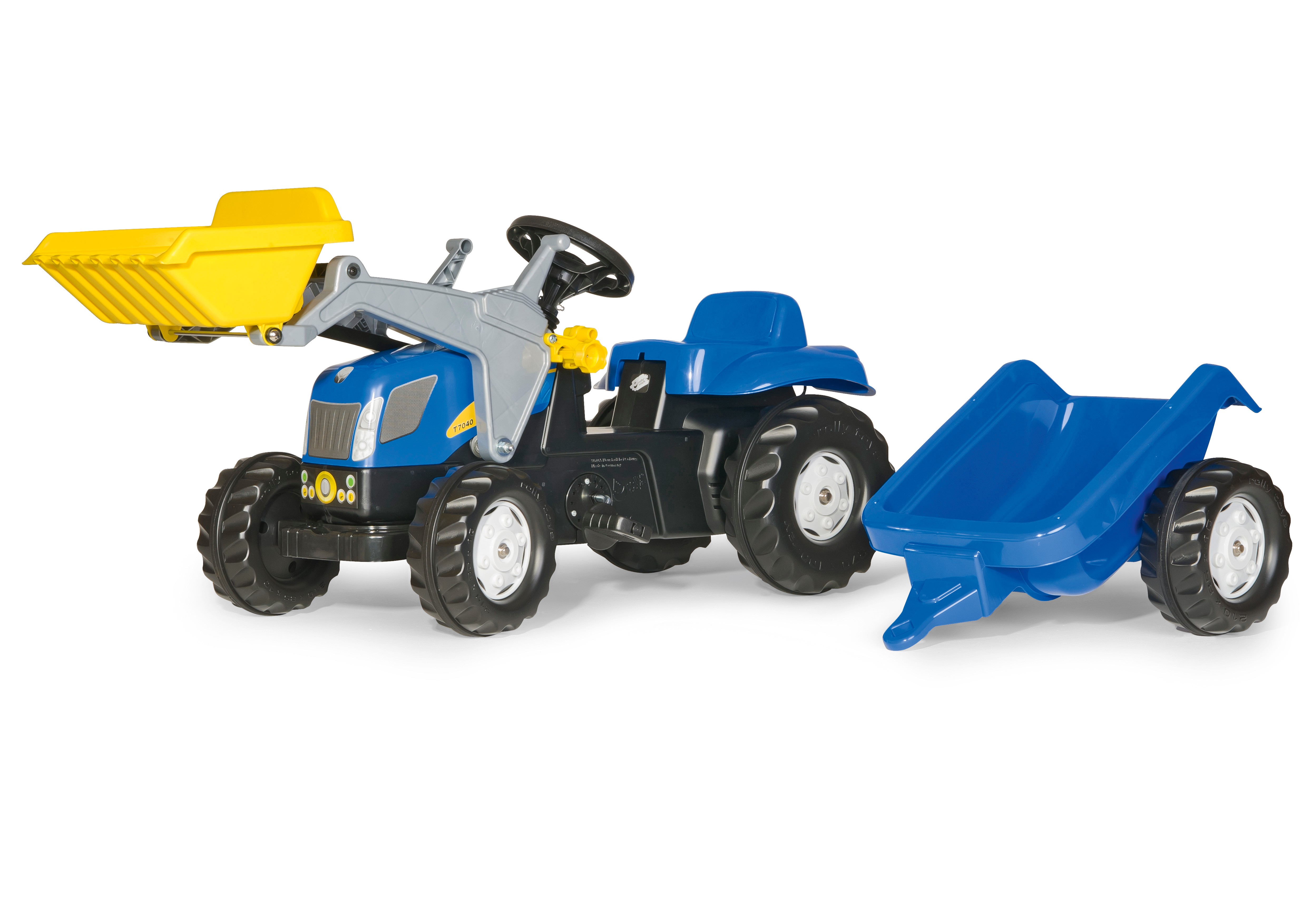 Trettraktor rolly Kid New Holland Frontlader + Anhänger - Rolly Toys