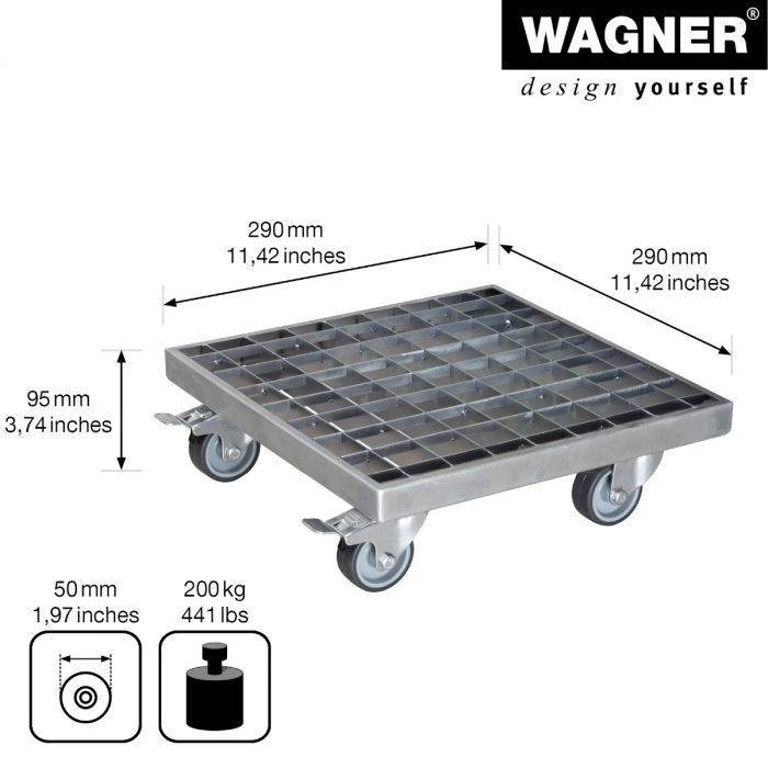 Multiroller Pflanzenroller verzinkt 290x290 mm für 200 kg