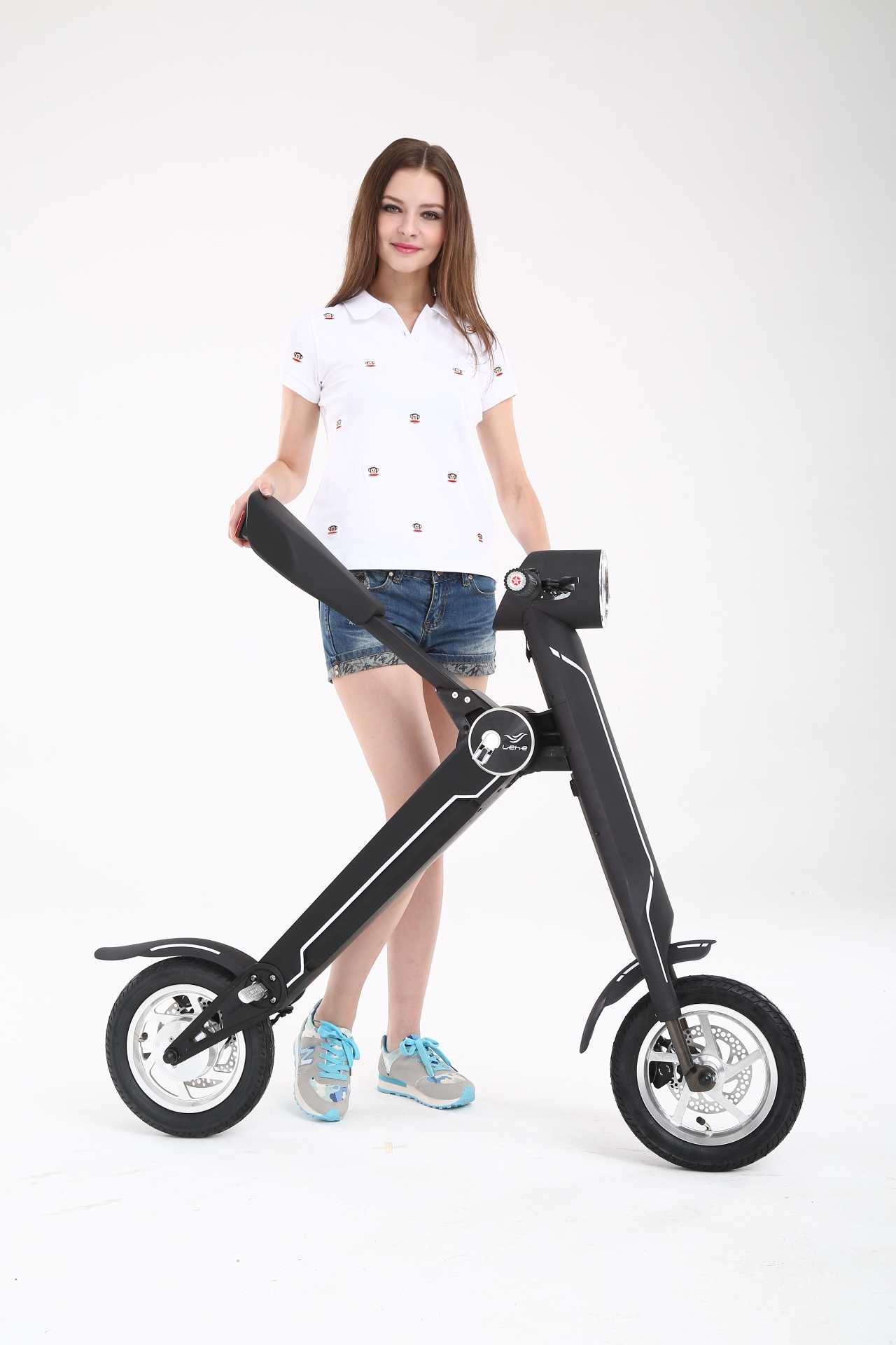 Scooter mit Sitz Campingroller Elektroroller klappbar blau