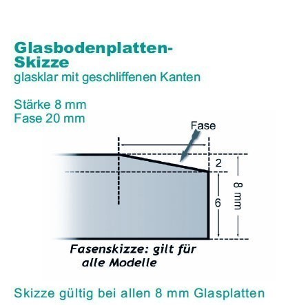 Funkenschutzplatte Glas 8mm Lienbacher Segmentbogen 1000x1100mm