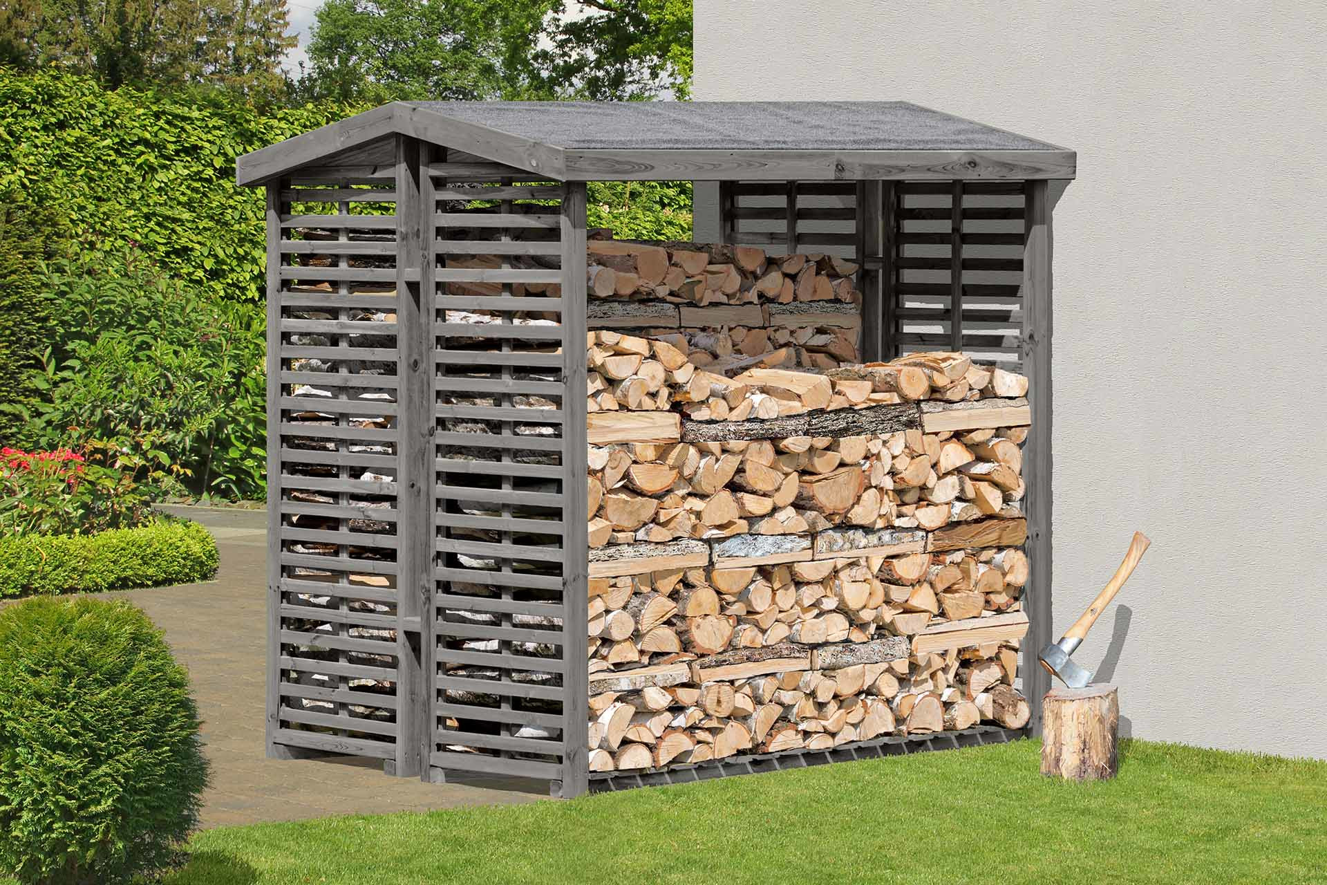 ediGarden Holz Kaminholzregal Flammo L BIG grau