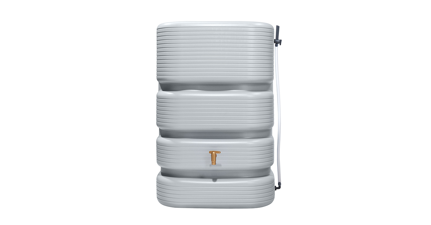 4rain Quadro Wandtank betongrau, Basicline, 500 Liter