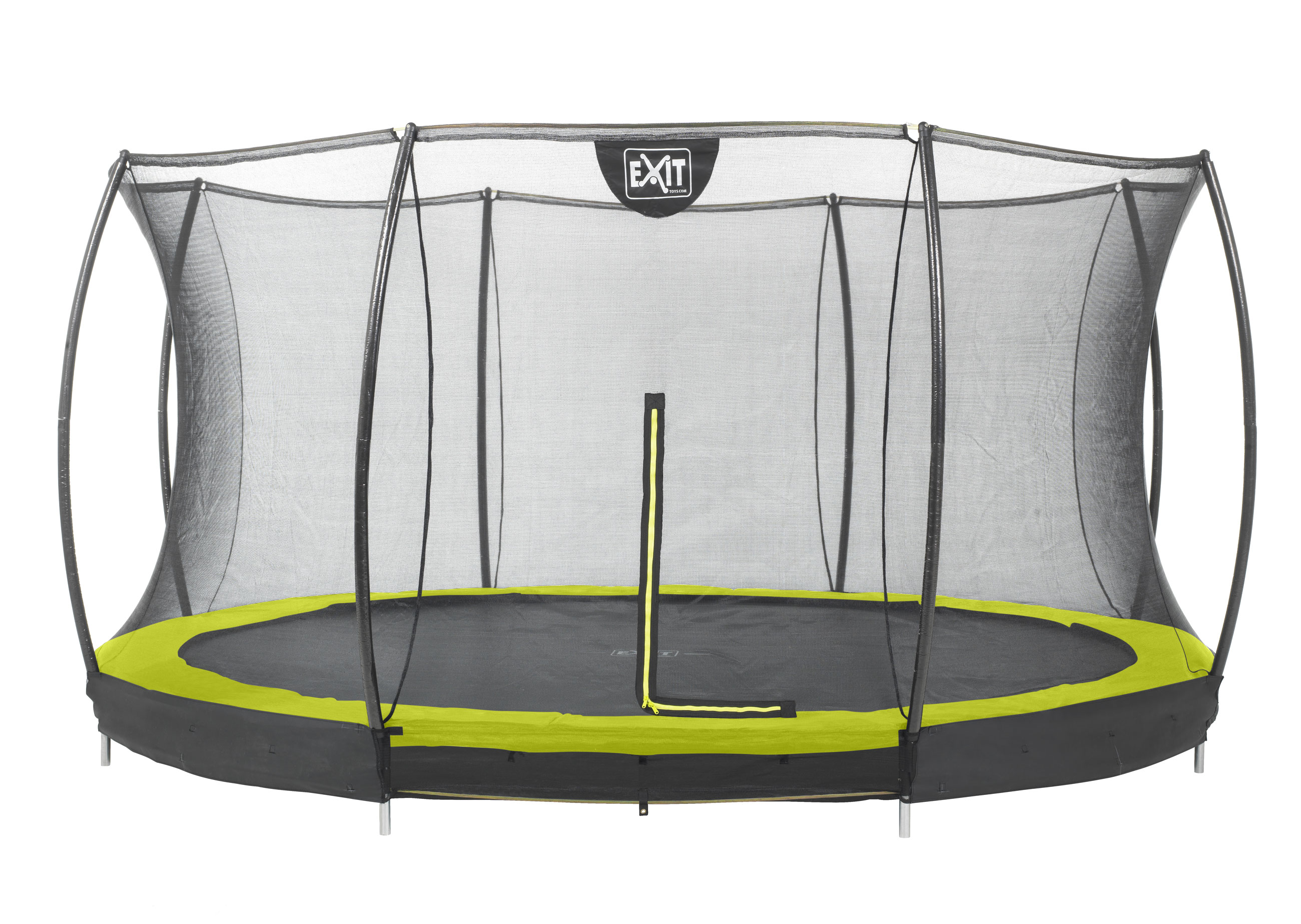 Trampolin EXIT Silhouette Ground mit Sicherheitsnetz Ø366cm Lime grün