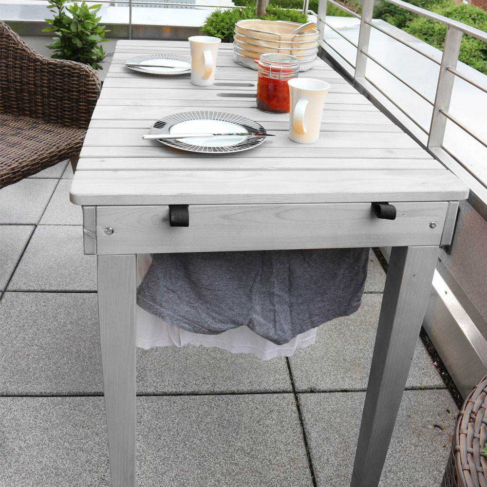 Habau Gartentisch / Balkontisch mit Wäscheleine Holz grau 106x60cm