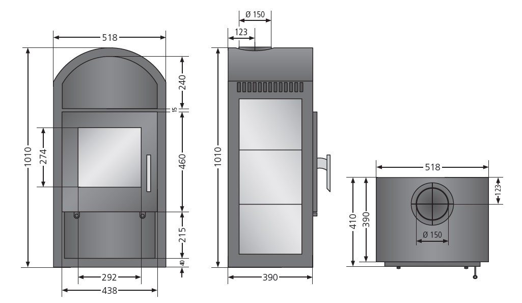 Kaminofen Justus Vegas Keramik grau 6kW