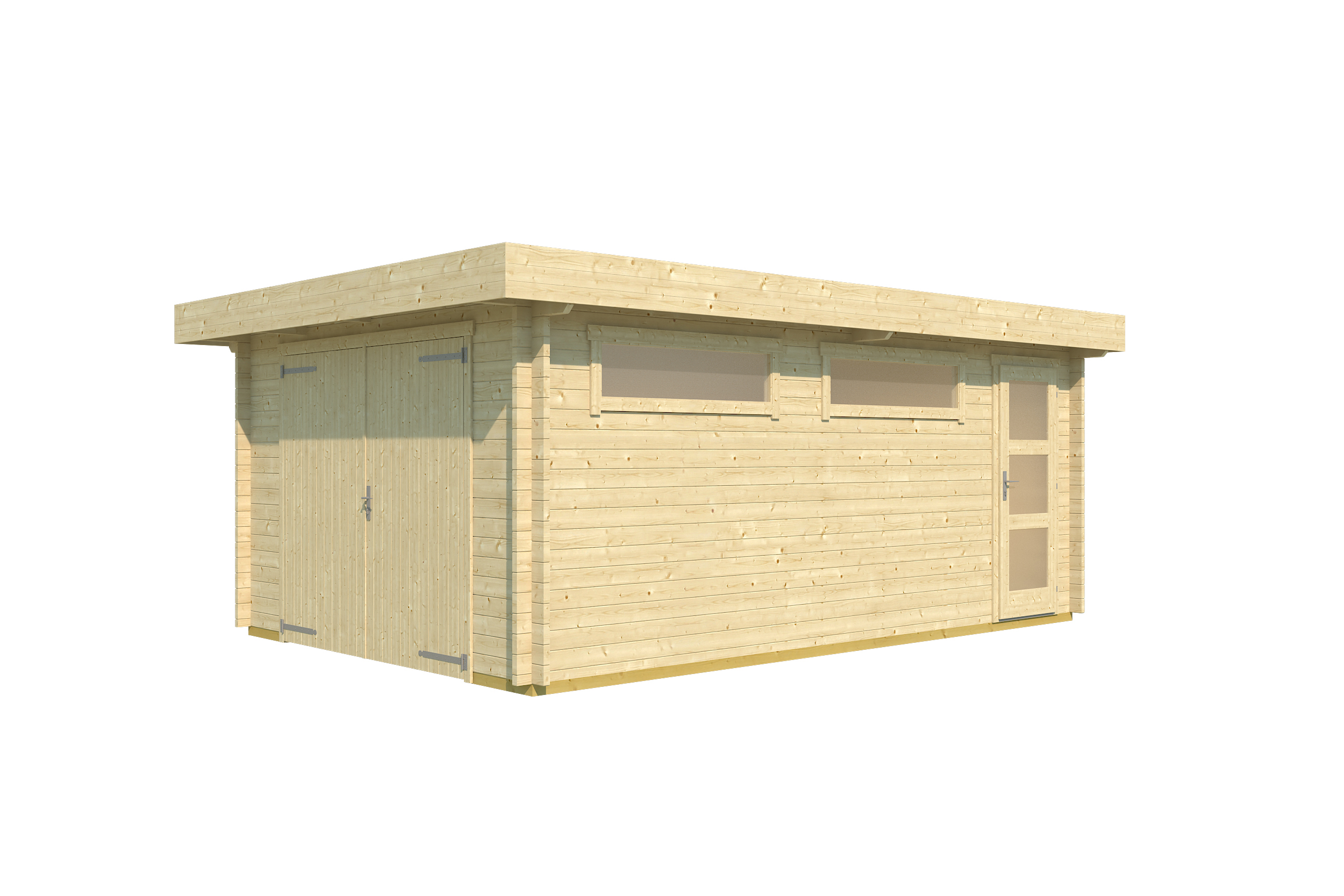 Einzelgarage 441, natur, 44 mm, mit Holztor