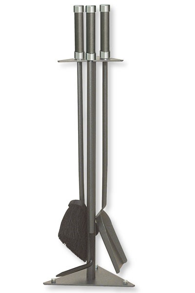 Kaminbesteck / Kamingarnitur Lienbacher anthrazit Chrom 3tlg 3eck 62cm