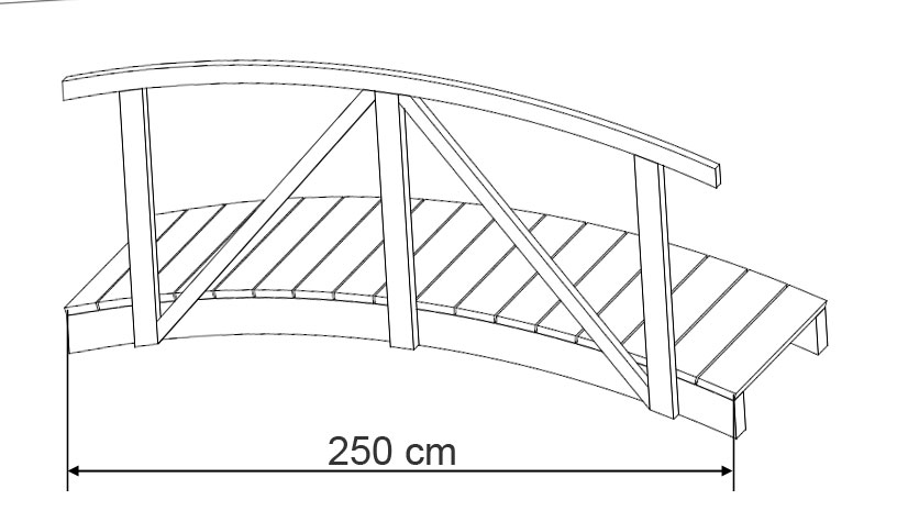 Teichbrücke Kiefernholz 80 x 240 cm
