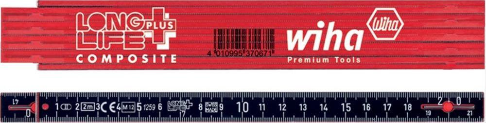 Gliedermaßstab 2m rot/schwarz Wiha