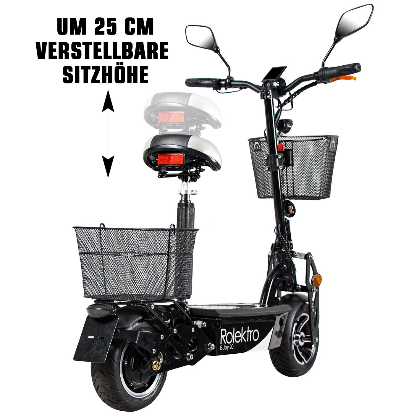 Elektroroller Elektroscooter mit Sitz Camping 20 Rolektro E-Joy 20LI
