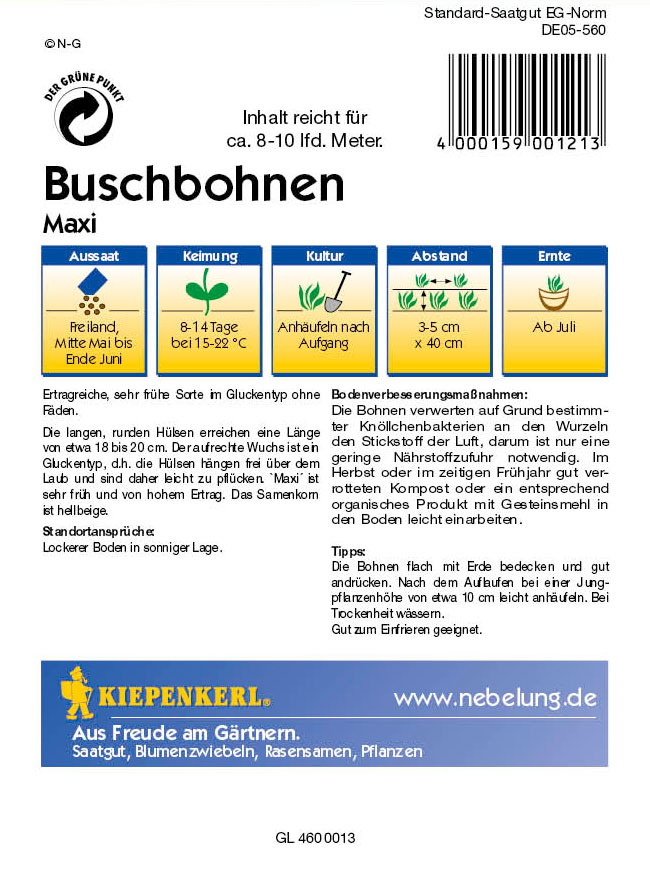 Saatgut Bohnen Maxi