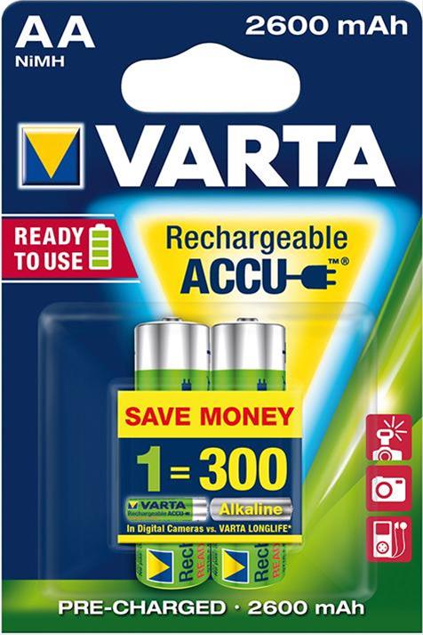 VARTA Rechargeable Akku AA 1,2 V 2600mAh 2 Stück