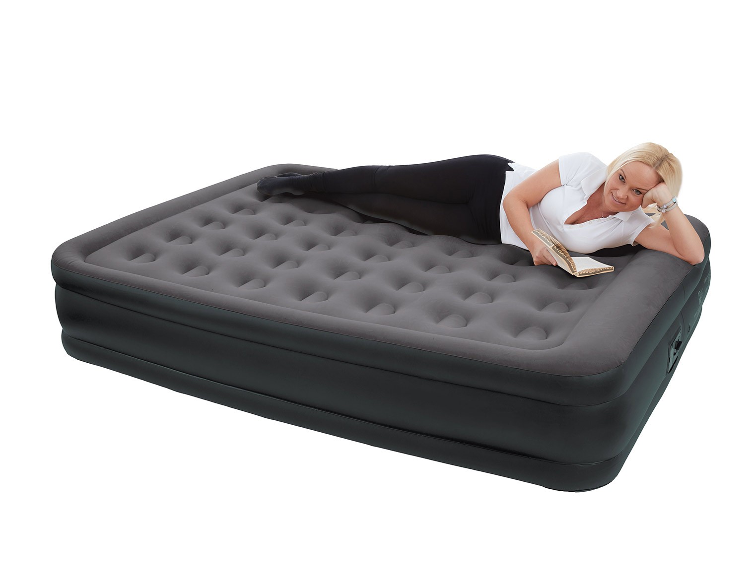 Luftbett / Gästebett aufblasbar Happy People Double + Pumpe 203x157x47