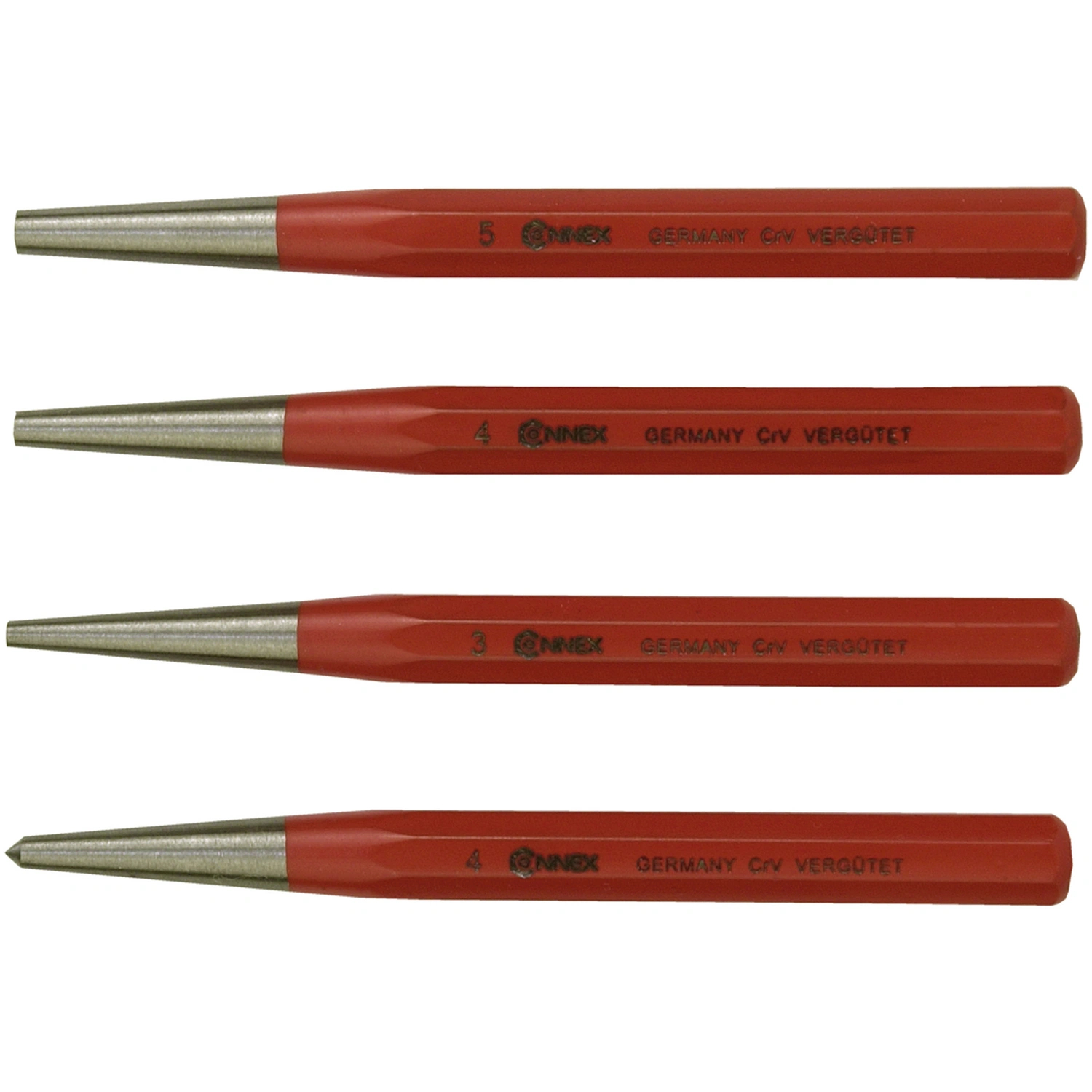 CONNEX Körner- und Durchschlägersatz, 4-teilig – Achtkantig