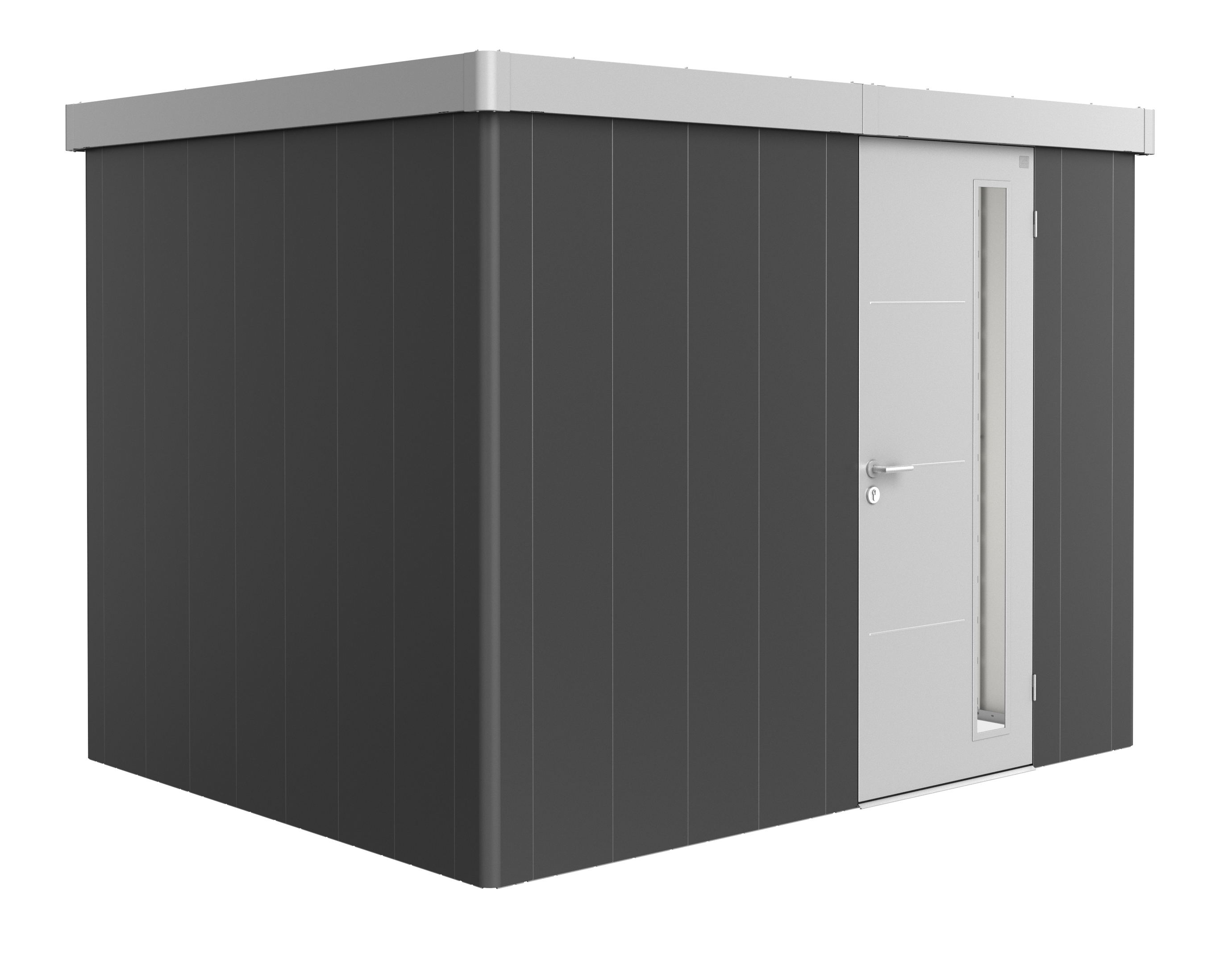 Biohort Gerätehaus Neo 2C Variante 3.1 Standardtür dunkelgrau silber