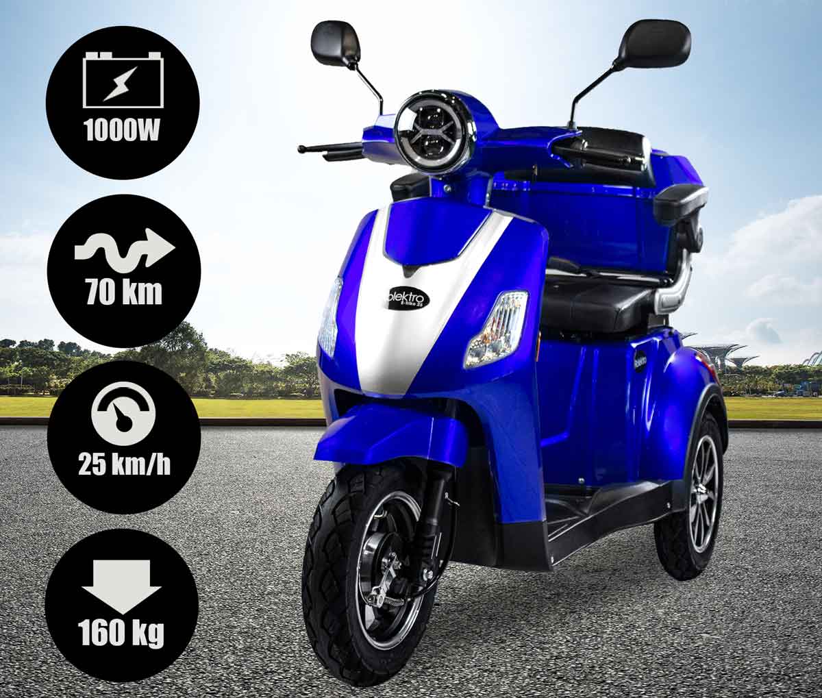 Seniorenmobil, Elektromobil, Elektrodreirad Rolektro 1000/30 blau