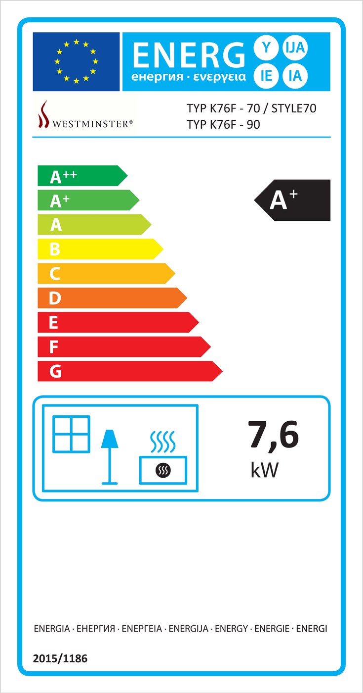 Energielabel Wamsler Küchenherd K 76 F-70 70 cm elfenbein, Anschluss rechts