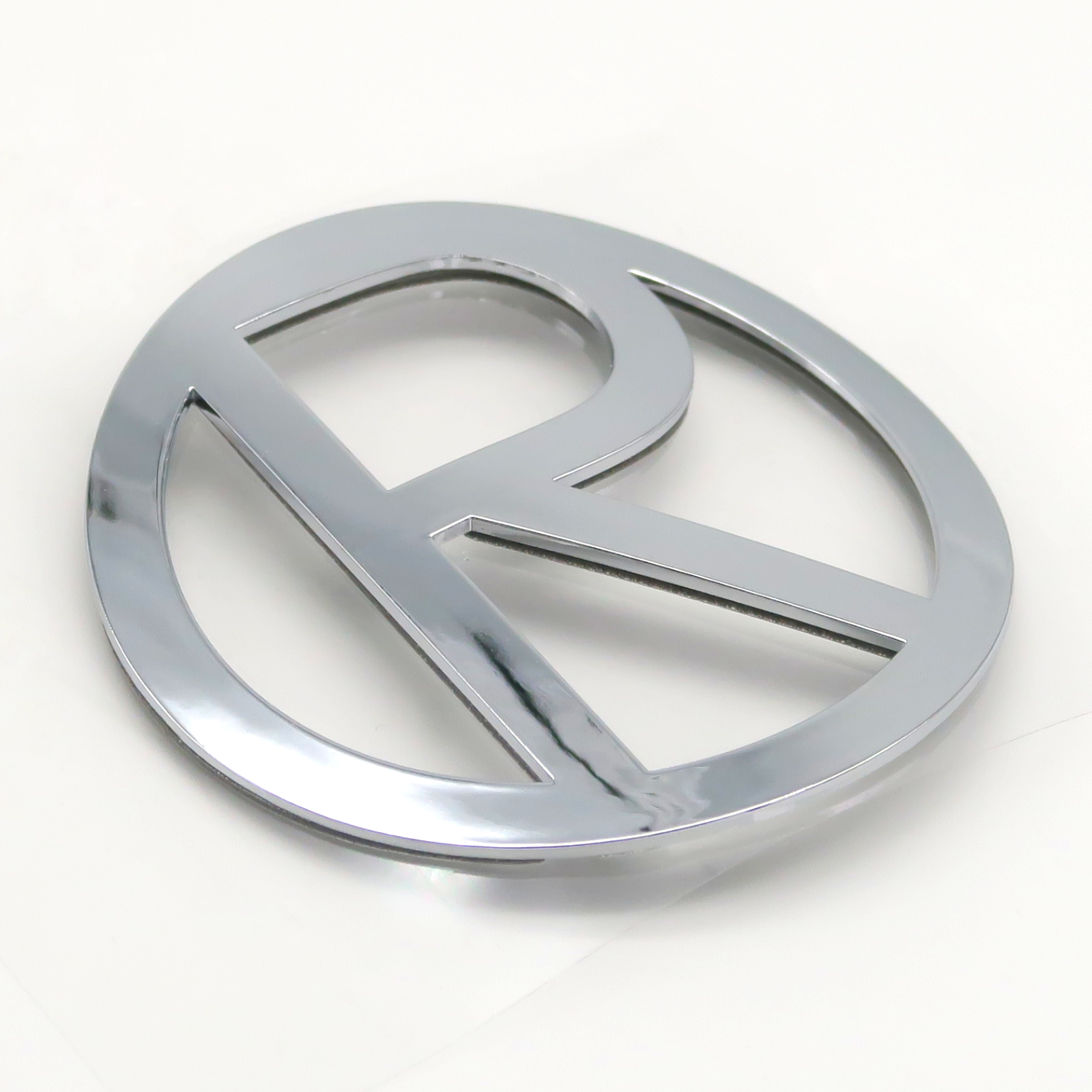 Rolektro Aufkleber, Rolektro Logo, R, rund, 70mm, Metalloptik, vorne