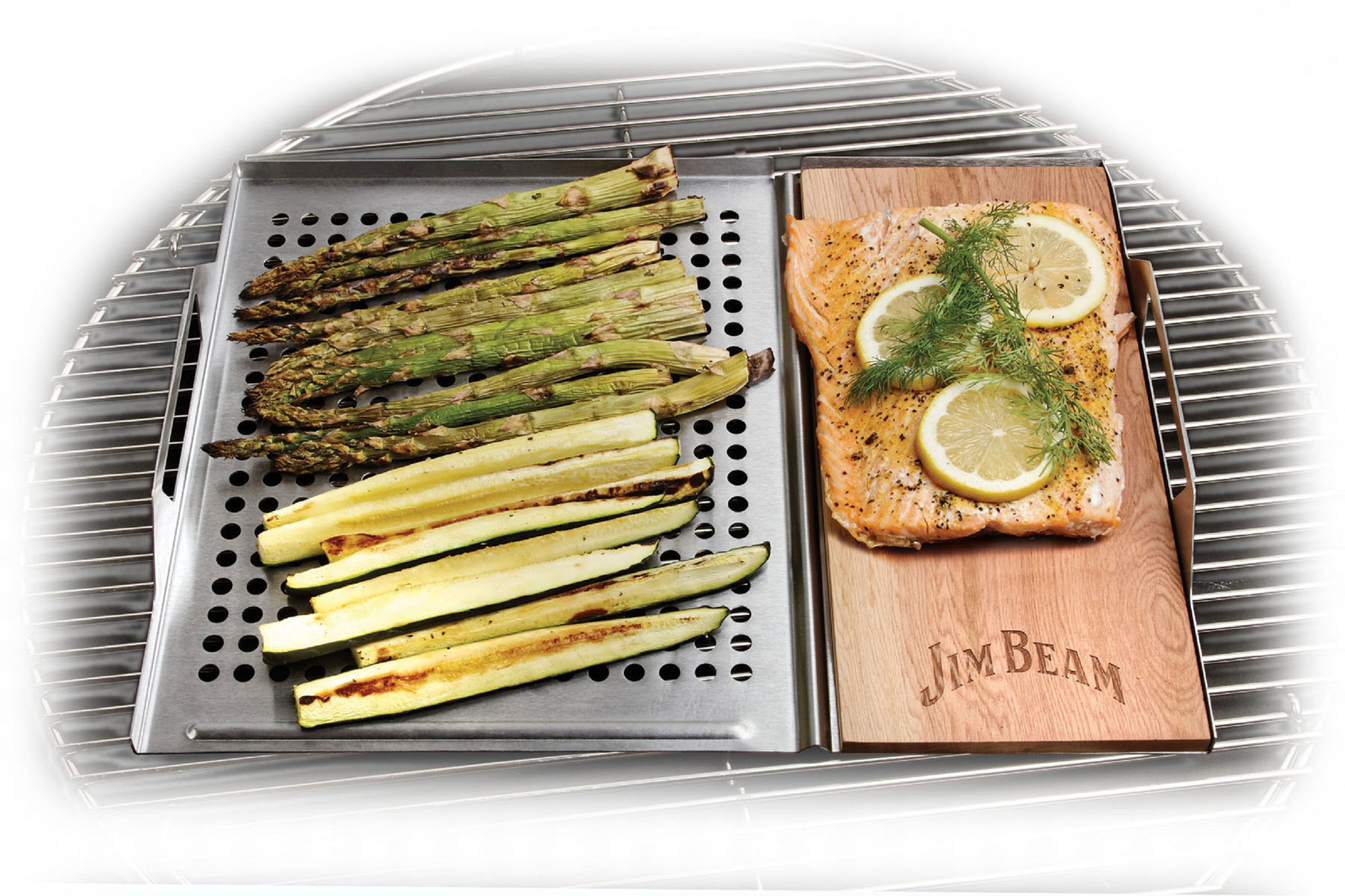 Jim Beam Edelstahl Grillauflage mit Zedernholz-Platte JB0162