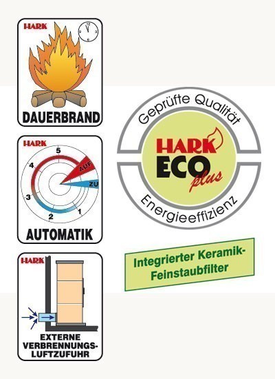 Dauerbrandofen Hark Avenso ECOplus jola-braun raumluftunabhängig 8kW