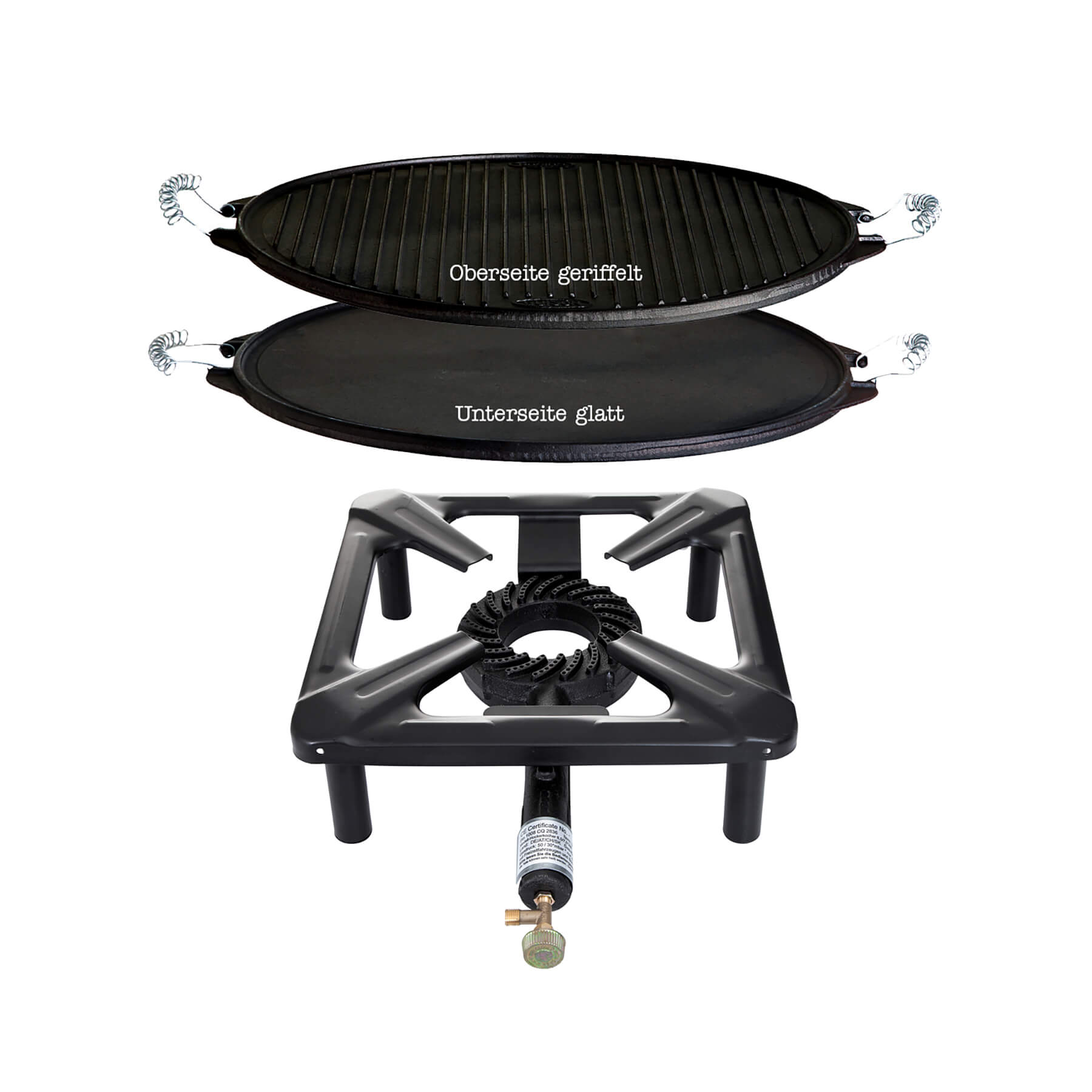 Paella World® HockerkocherSet mit Gussgrillplatte light Ø38cm