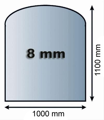 Funkenschutzplatte Glas 8mm Lienbacher Segmentbogen 1000x1100mm