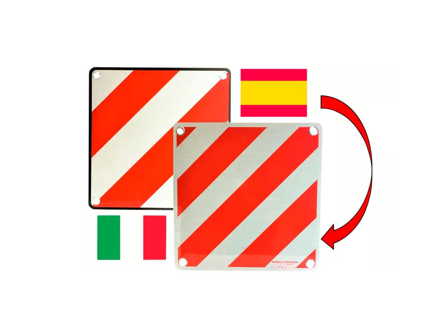 IWH Aluminium Wendewarntafel 2-in-1 Italien / Spanien 50 x 50 cm