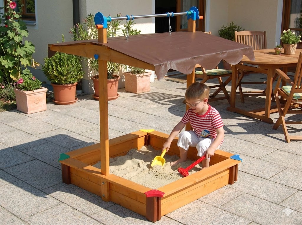 Sandkasten Felix (100x100 cm) – Das Raumwunder mit Dach