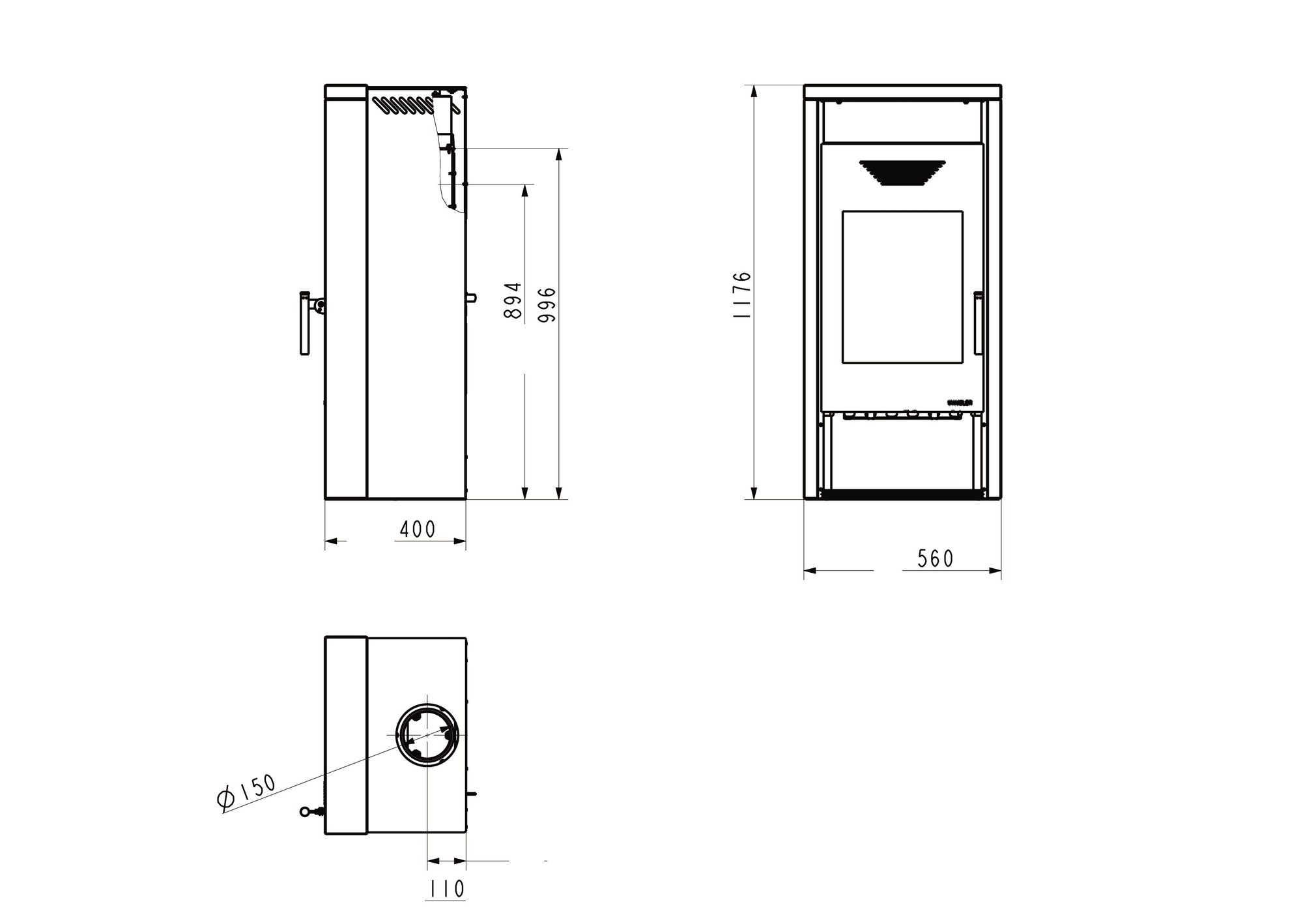 Wamsler Kaminofen Logi gussgrau/Naturstein 8 kW