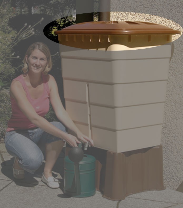 Garantia Deckel für Regentonne eckig 300 Liter Sahara braun