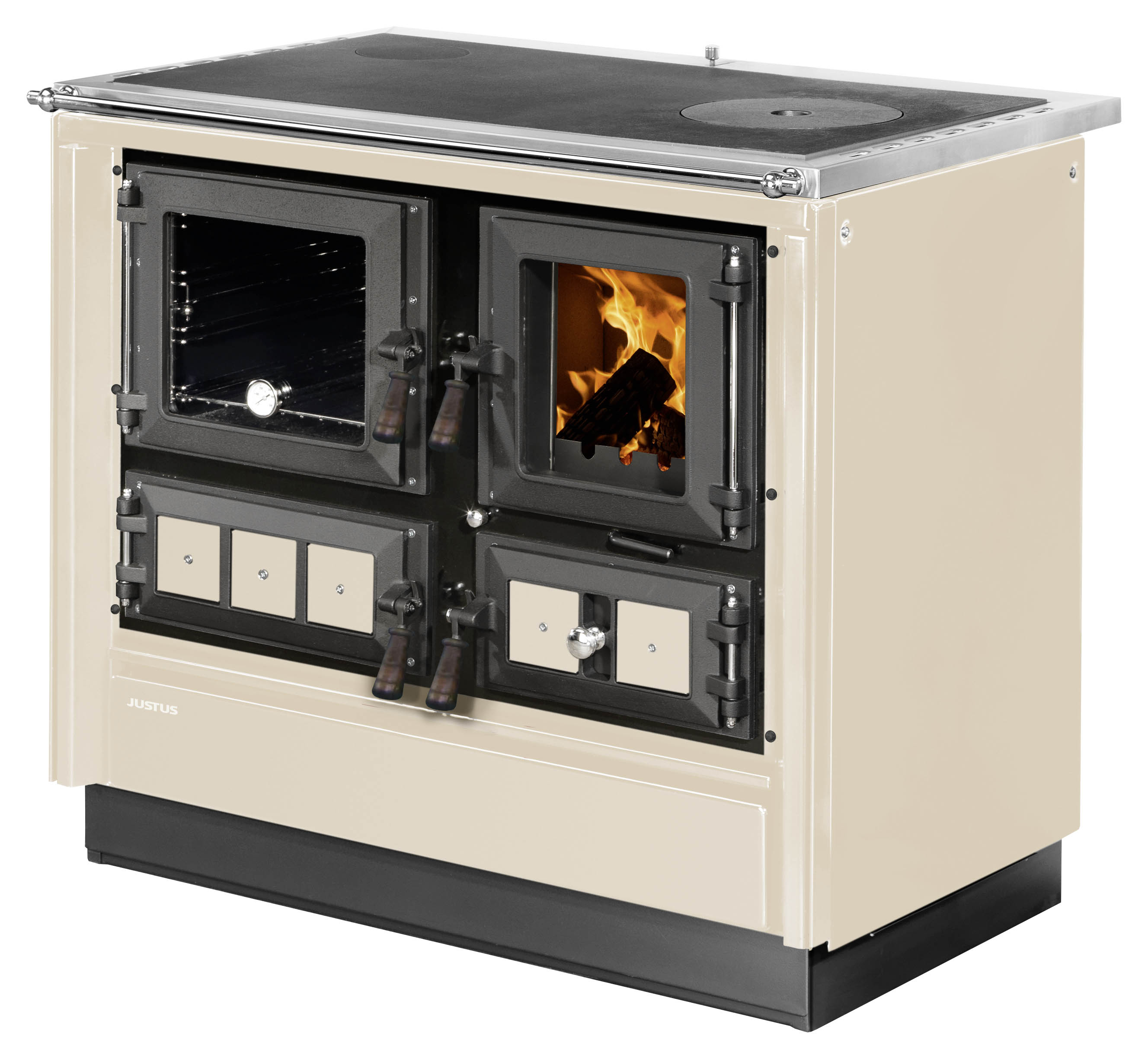 Küchenherd Justus Festbrennstoffherd Rustico-90 2.0 li Stahl
 creme