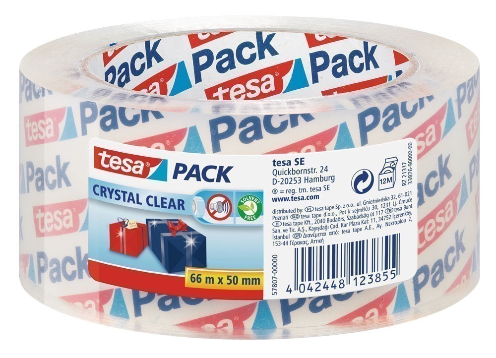 tesapack® crystal clear Paketband 66 m x 50 mm