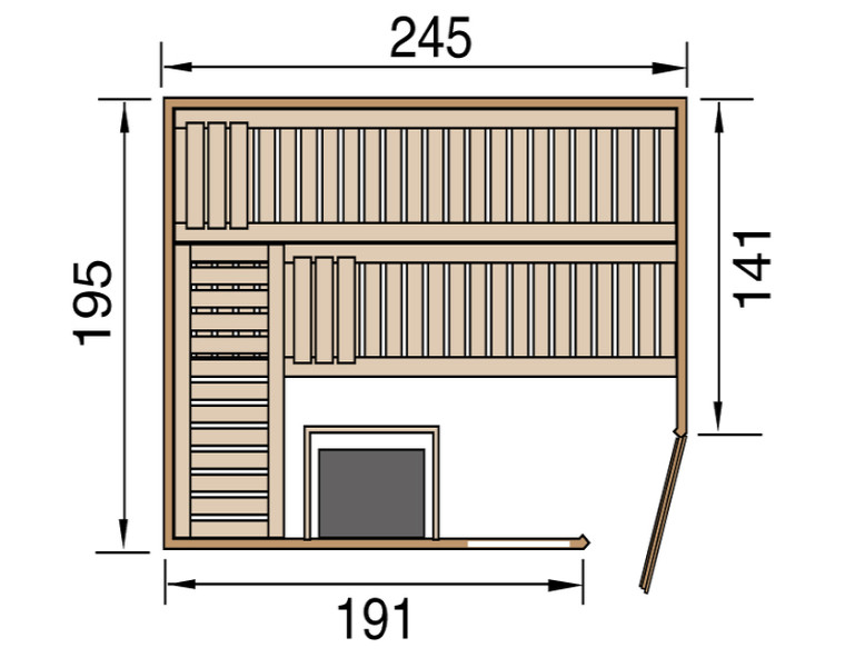 Weka Sauna CUBILIS 7,5 kW OS  Gr.3 Glastür mit Fenster