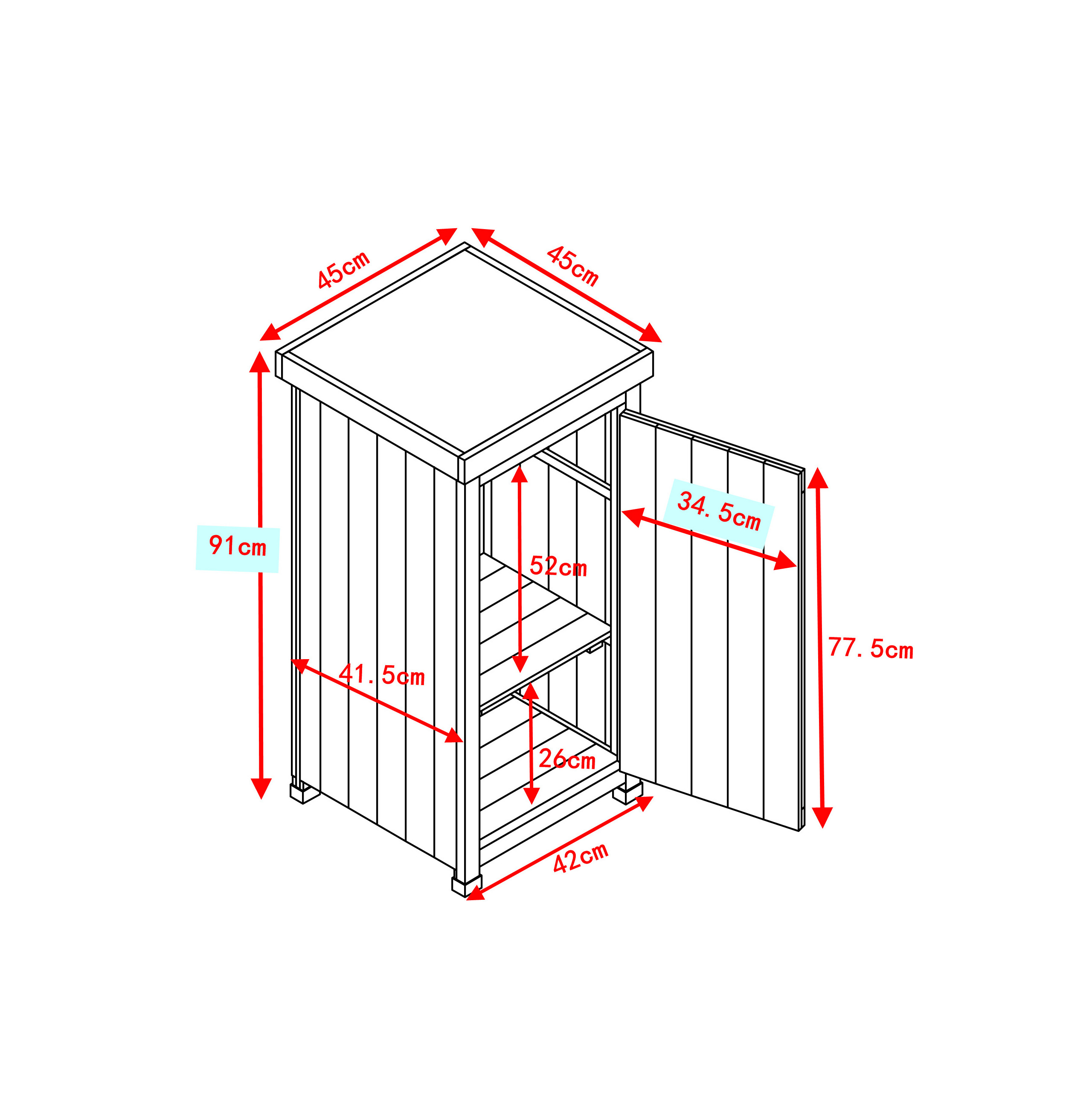 HABAU Gartenschrank Kompakt grau 45x45x91cm