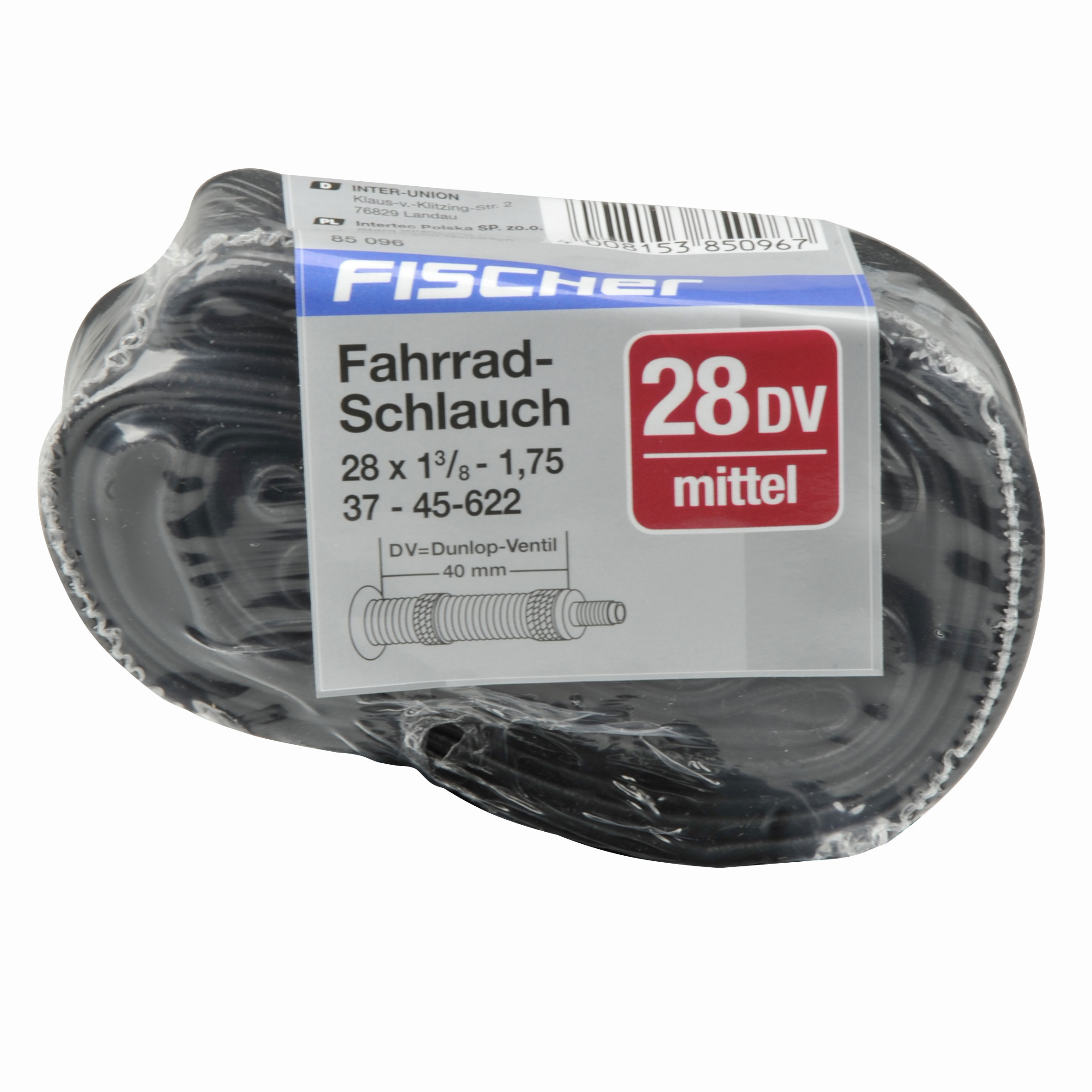Fischer Fahrrad Schlauch geschrumpft Dunlop Ventil 28x1,75"