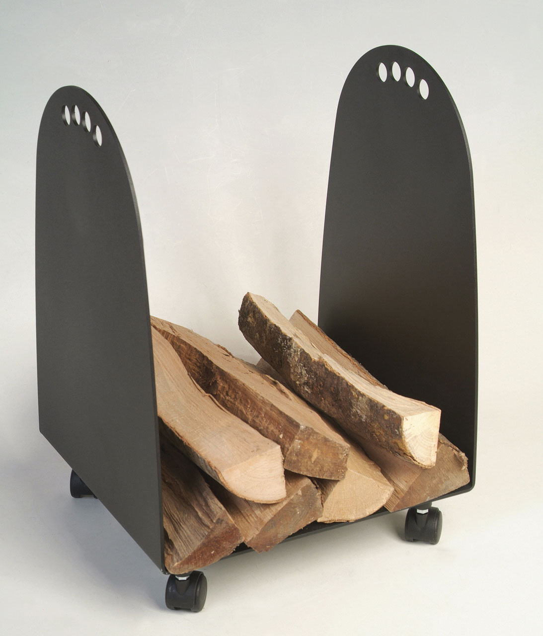 Holzkorb / Holzwagen Lienbacher fahrbar schwarz 40x36x58cm