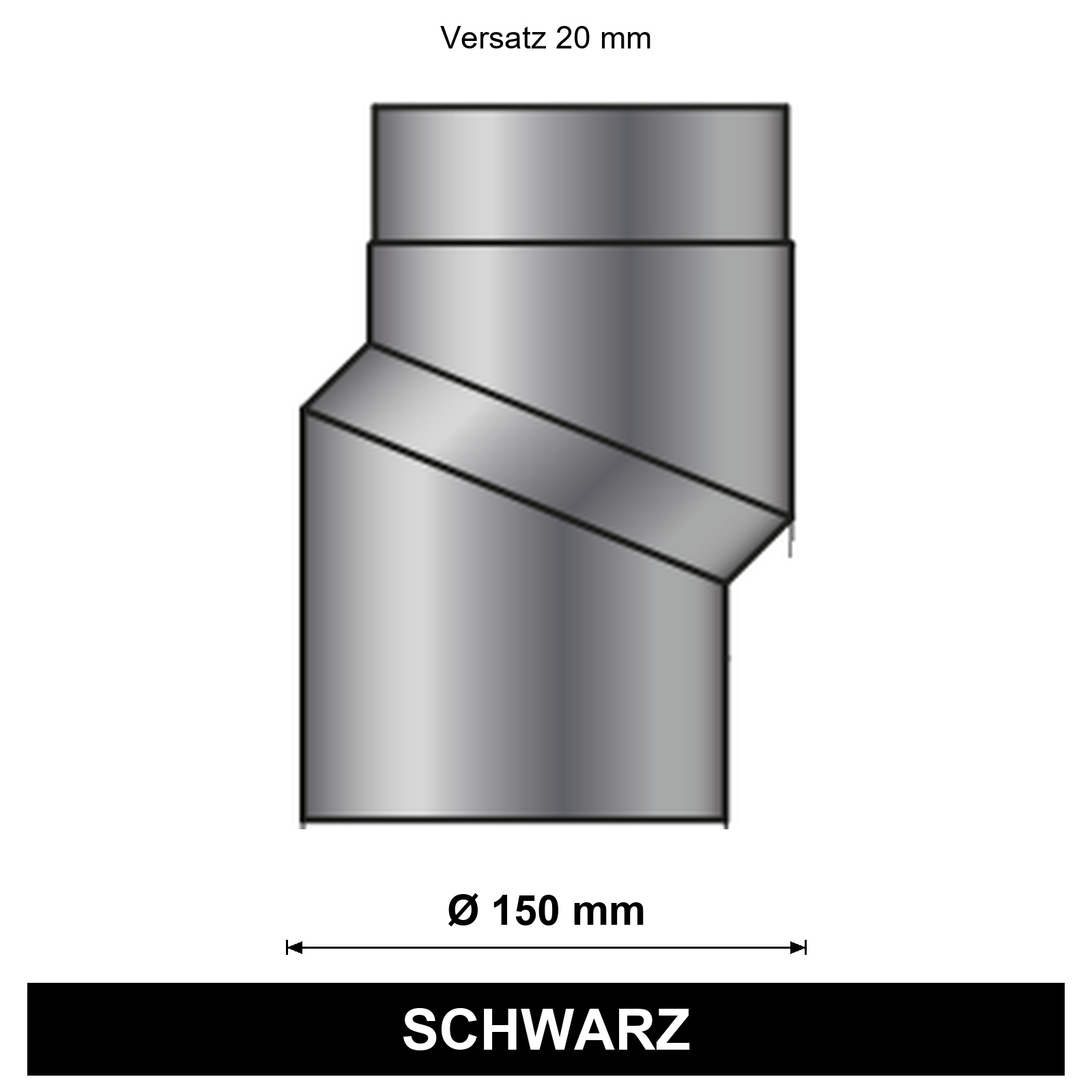 EdiFire S-Bogen Ø 150 mm, Versatz 20 mm, schwarz