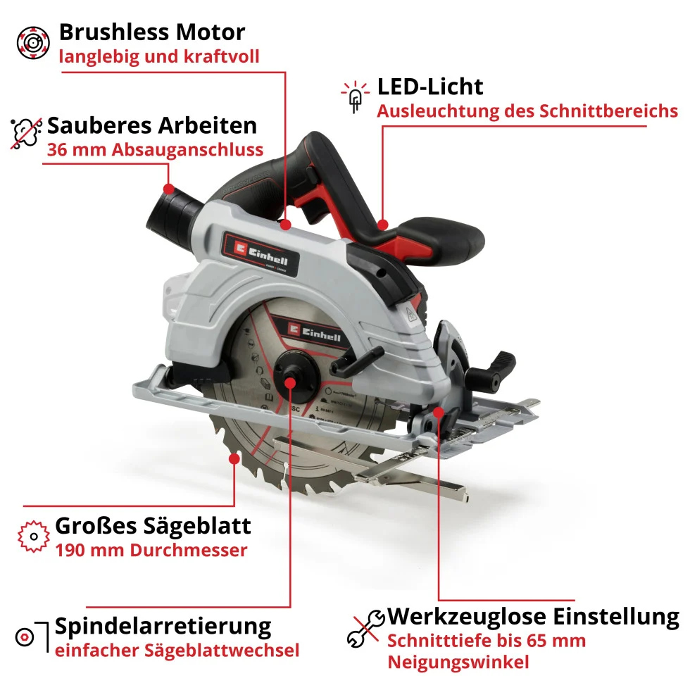Einhell Akku-Handkreissäge TP-CS 18/190 Li BL Solo 18 V