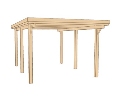 weka Flachdach-Einzelcarport 617 Gr.2 mit PVC-Dach