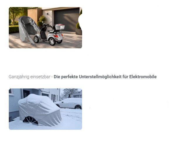 Faltgarage Villa Falto für Seniorenmobil, Motorrad, Fahrräder