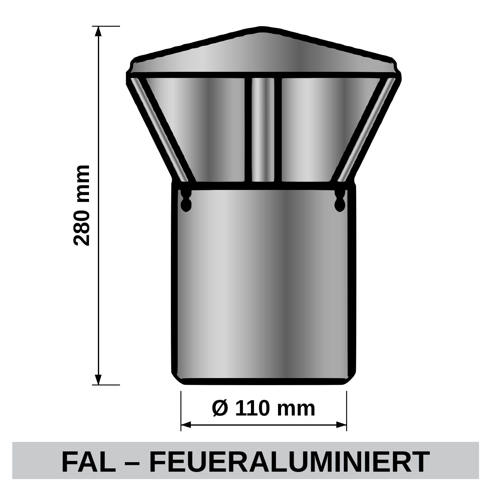 ediFire Regenhaube Ø 110 mm, feueraluminiert