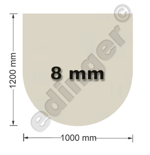 Funkenschutzplatte Glas 8mm Lienbacher halbrund Sandstein 1000x1200mm