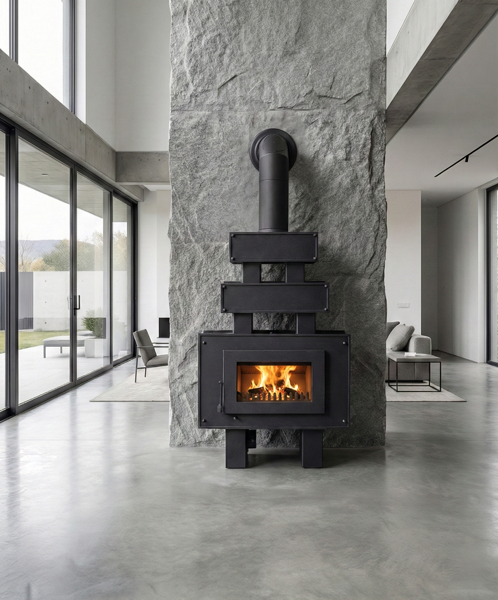 Globe Fire Atria Kaminofen raumluftunabhängig schwarz 9,1 kW