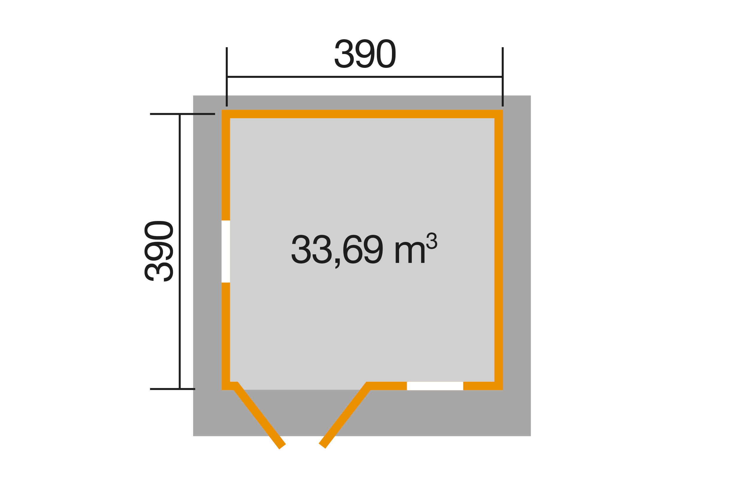 Gartenhaus 401 Gr.2, natur, 40 mm, V70, DT, 2 DF,